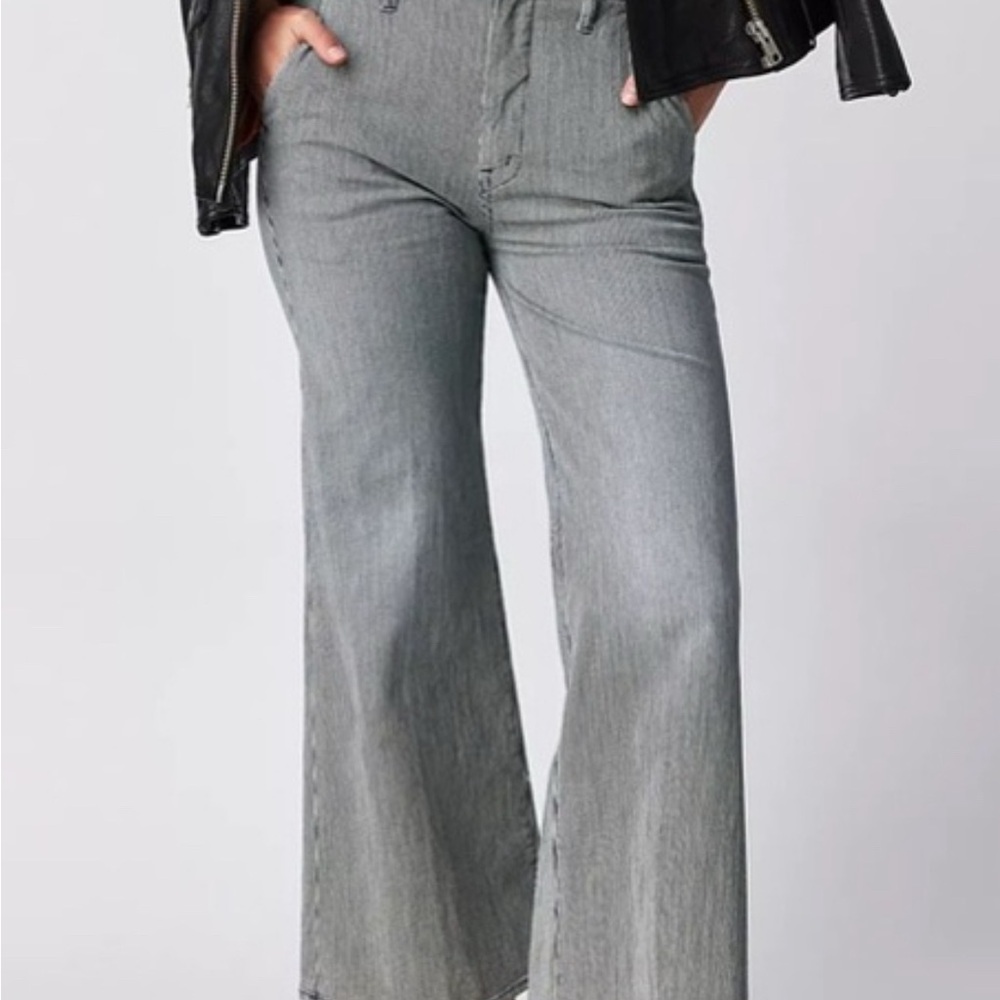 MOTHER Charcoal Wide Leg Jeans